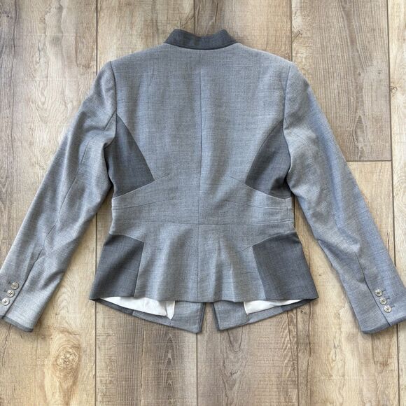White House Black Market Womens Gray Colorblock Wool Blend Blazer Size 10 Office - Picture 10 of 16